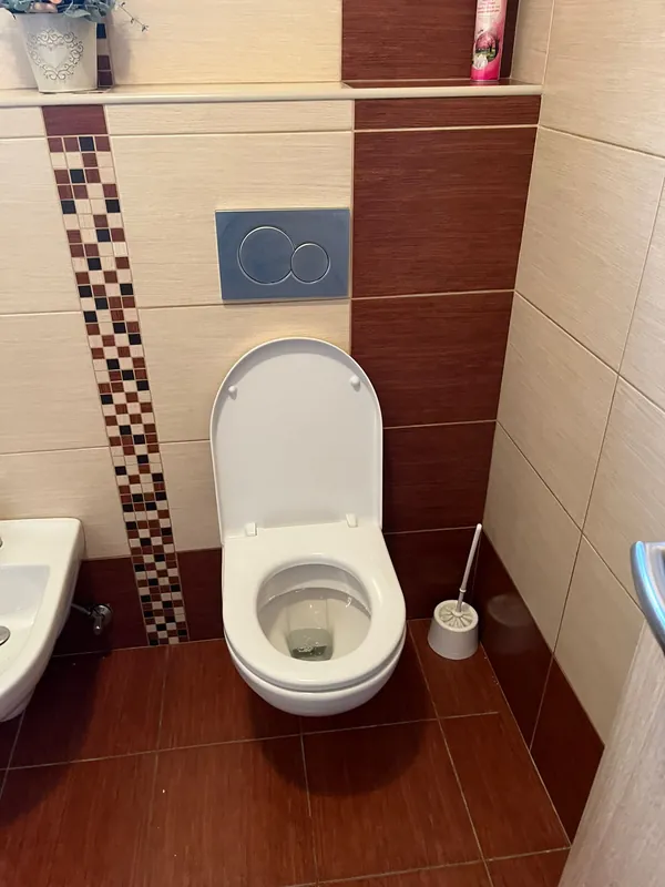 Závesné WC - hnedý obklad